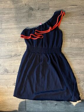 & Other Stories Black Dress with Red Label Detail